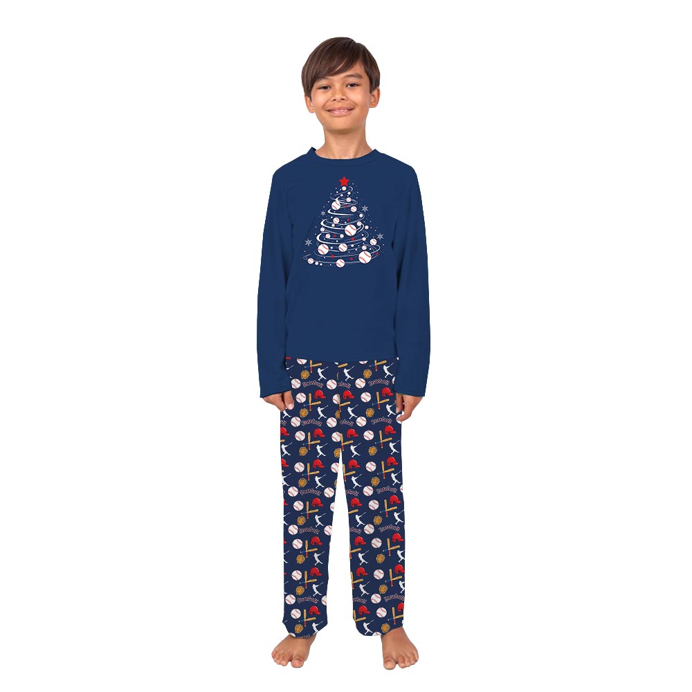 Festive Baseball Christmas Tree Pajamas For Adults and Kids Festive Baseball Christmas Tree Pajamas For Adults and Kids