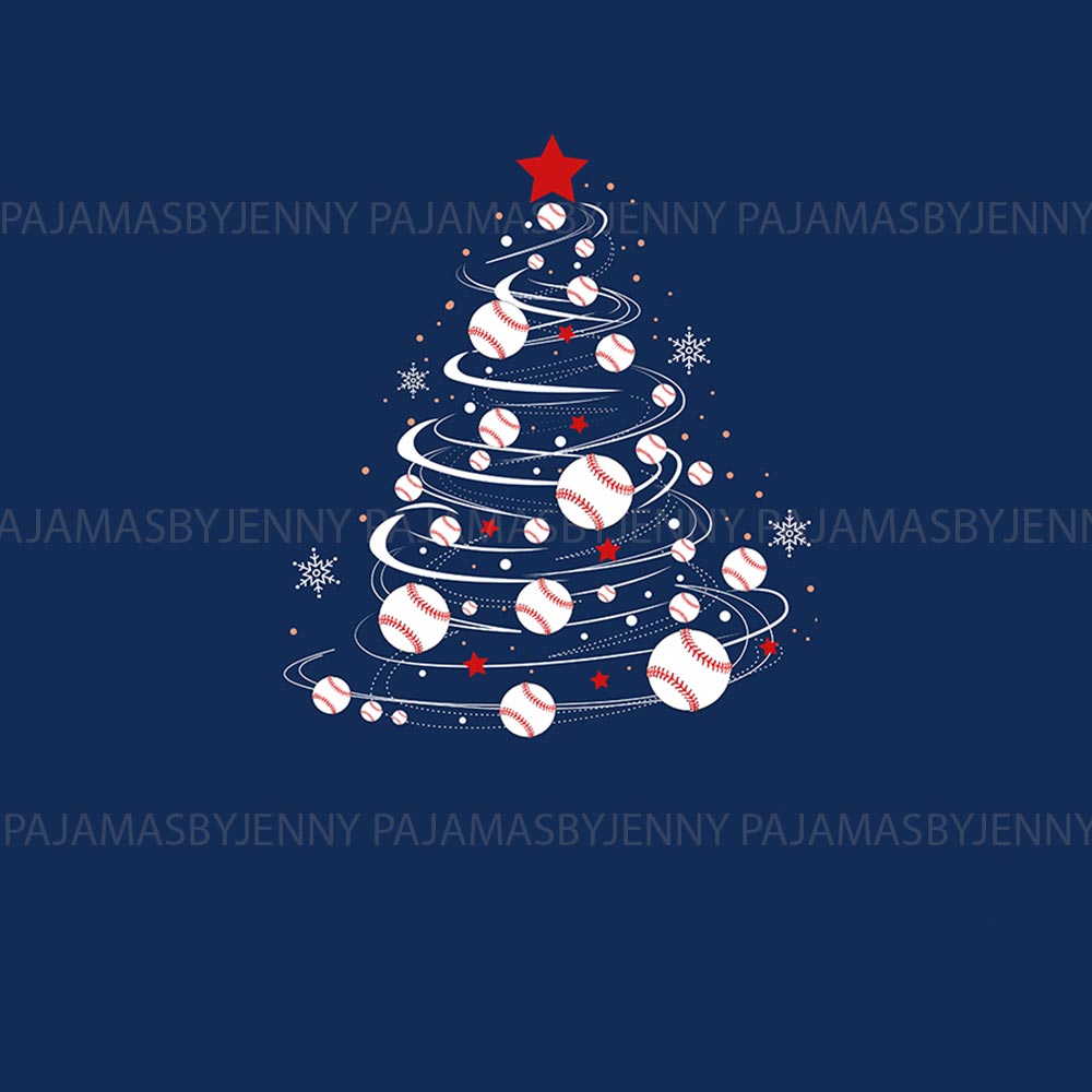 Festive Baseball Christmas Tree Pajamas For Adults and Kids Festive Baseball Christmas Tree Pajamas For Adults and Kids