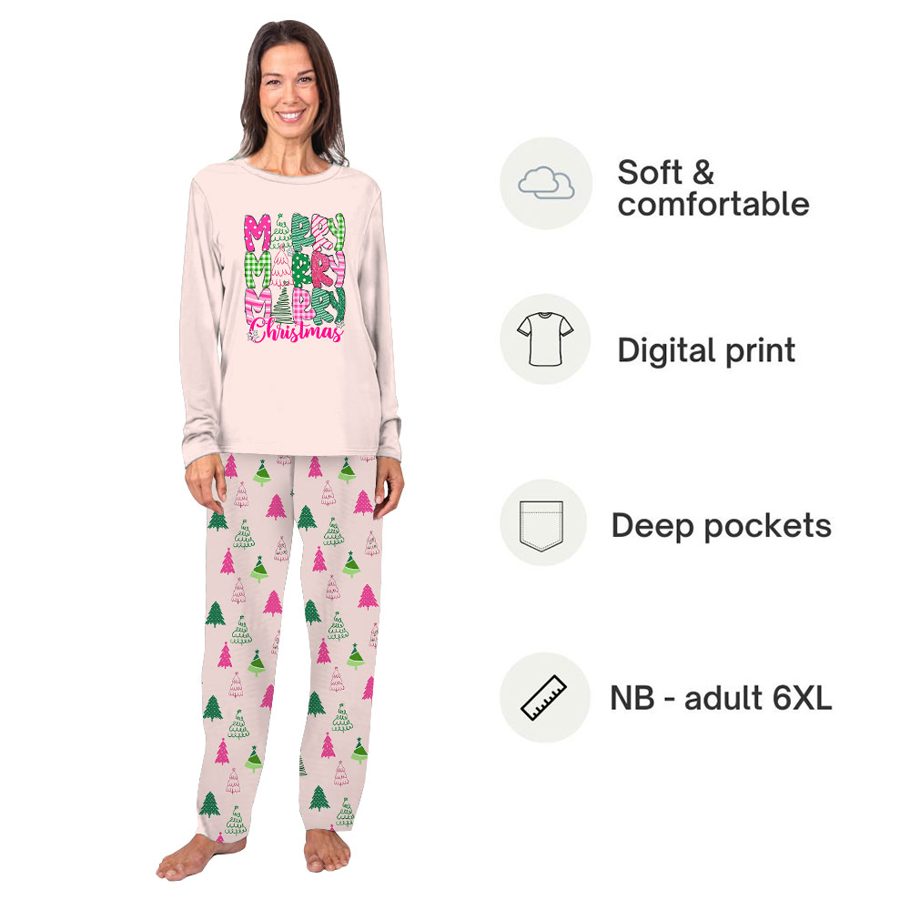 Unique Merry Christmas Family Pjs Sets Light Pink Unique Merry Christmas Family Pjs Sets Light Pink