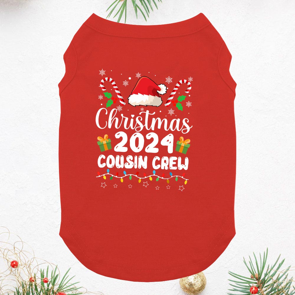Christmas 2024 Cousin Crew Family Matching Pajamas With Dog Short Sleeve