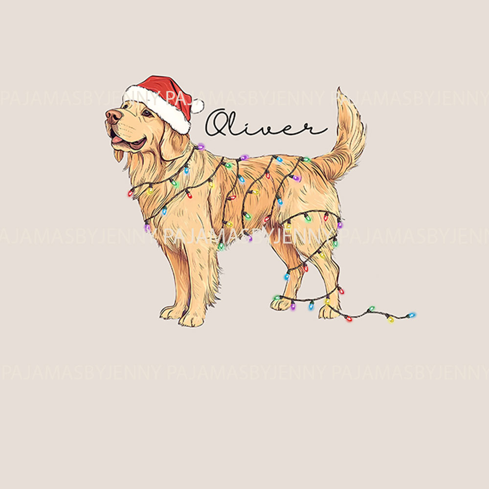 Custom Name Christmas Pajamas With Golden Retrievers On Them Custom Name Christmas Pajamas With Golden Retrievers On Them