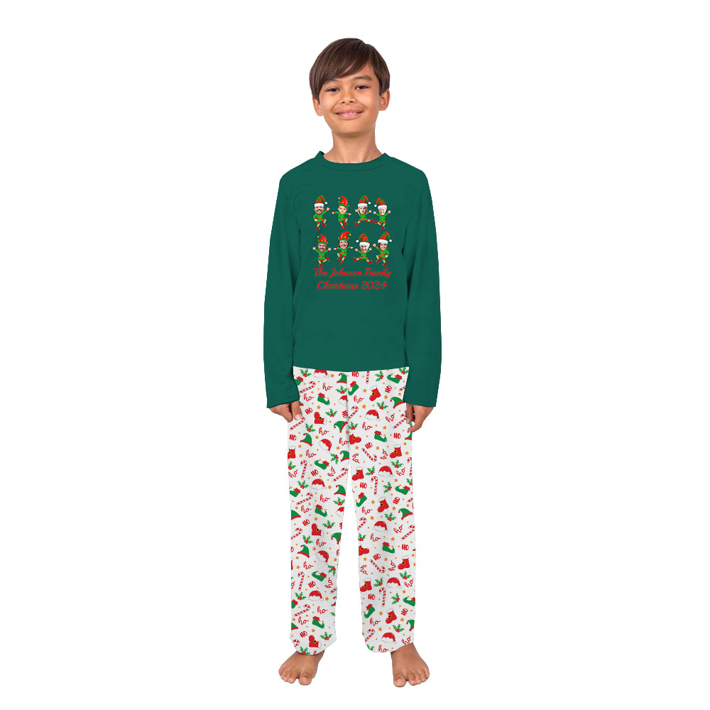 Customizable Elf Pajamas For Family [Up To 8 Faces]
