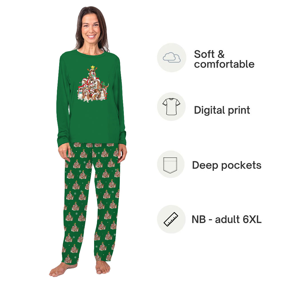 Festive Basset Hound Christmas Pajamas For Dog And Human Festive Basset Hound Christmas Pajamas For Dog And Human
