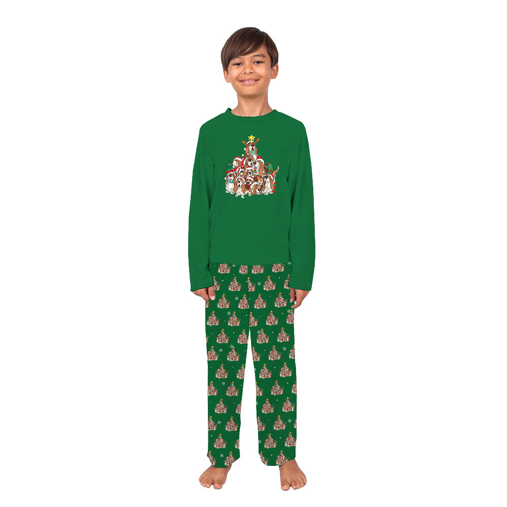 Festive Basset Hound Christmas Pajamas For Dog And Human Festive Basset Hound Christmas Pajamas For Dog And Human