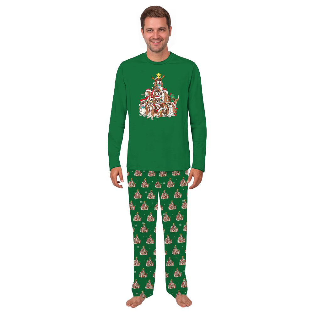 Festive Basset Hound Christmas Pajamas For Dog And Human Festive Basset Hound Christmas Pajamas For Dog And Human