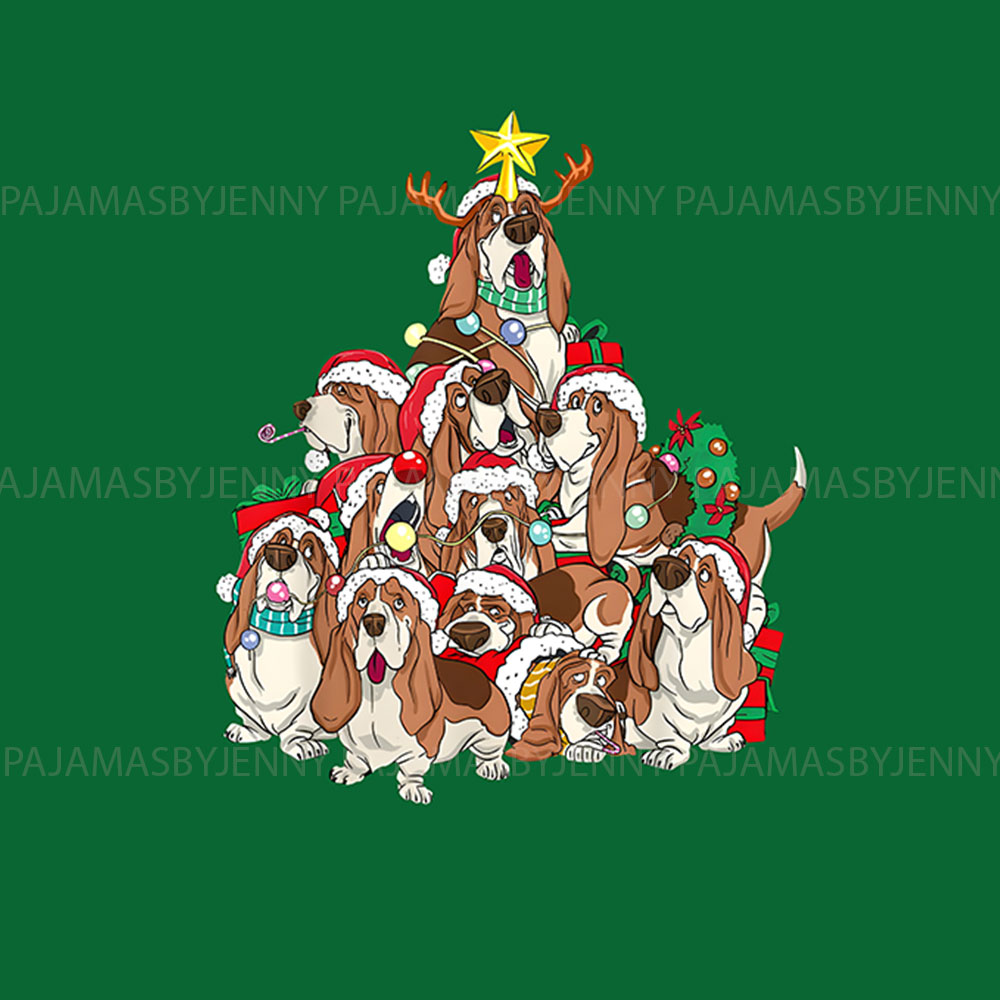 Festive Basset Hound Christmas Pajamas For Dog And Human Festive Basset Hound Christmas Pajamas For Dog And Human