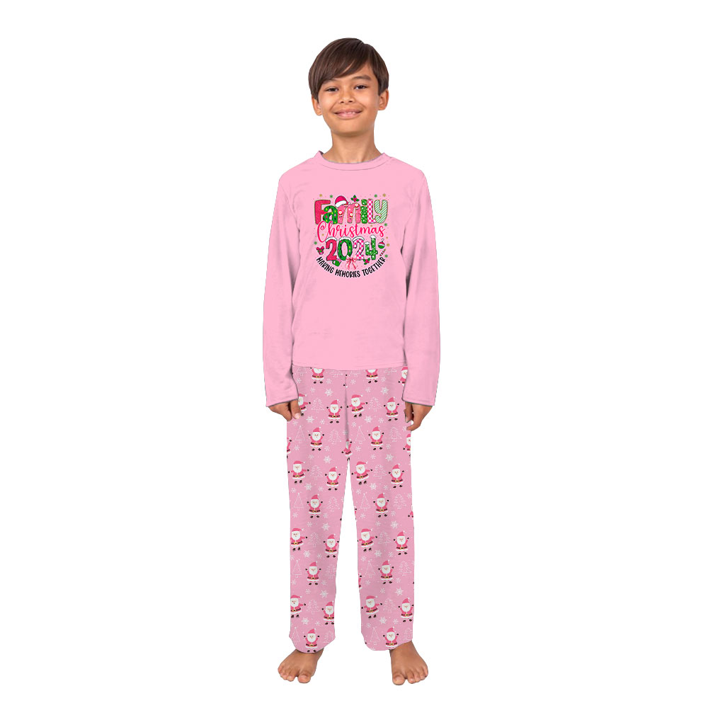 Pink Family Christmas Pajamas 2024 Making Memories Together [Custom Year]