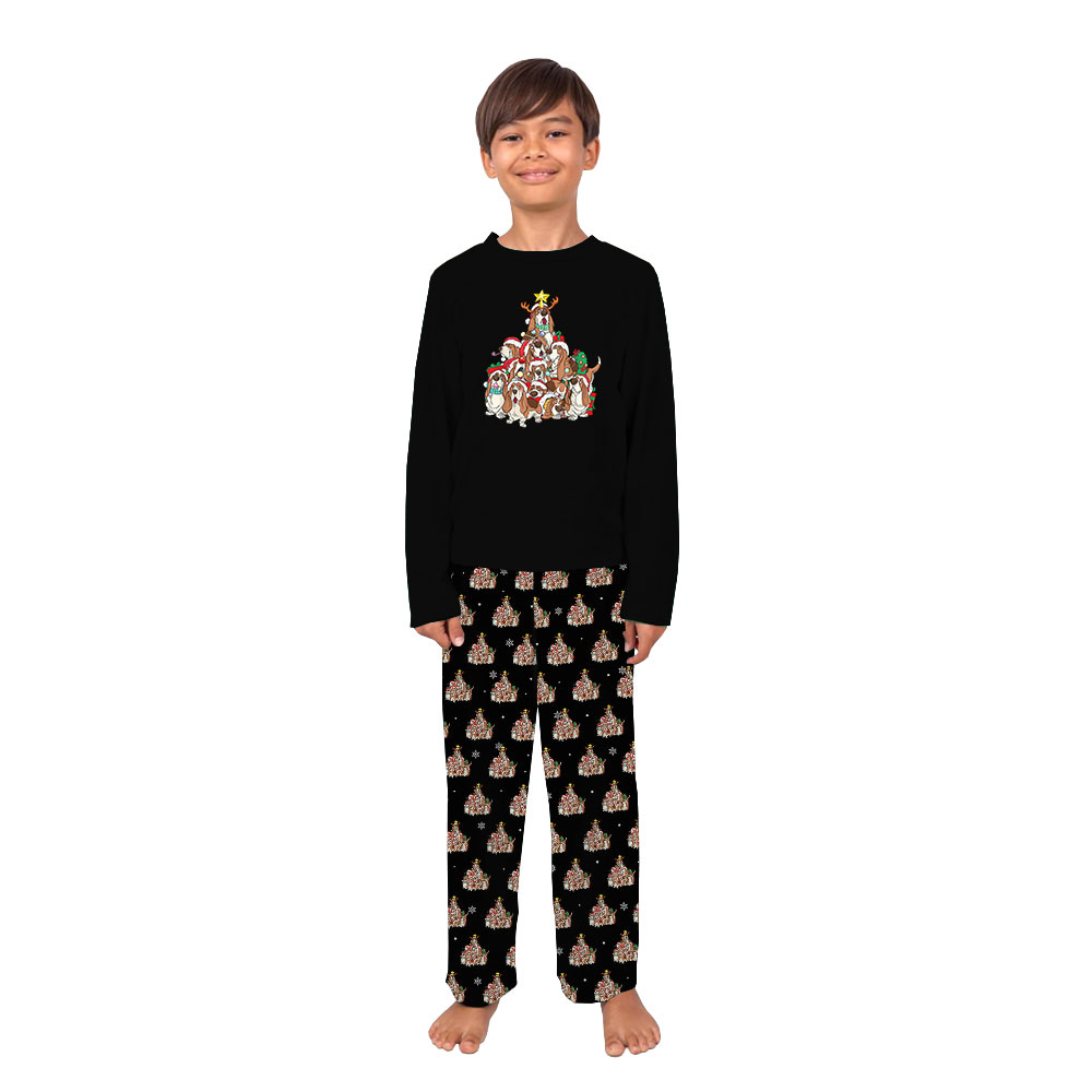 Basset Hound Dog Pajamas For Christmas Black Basset Hound Dog Pajamas For Christmas Black
