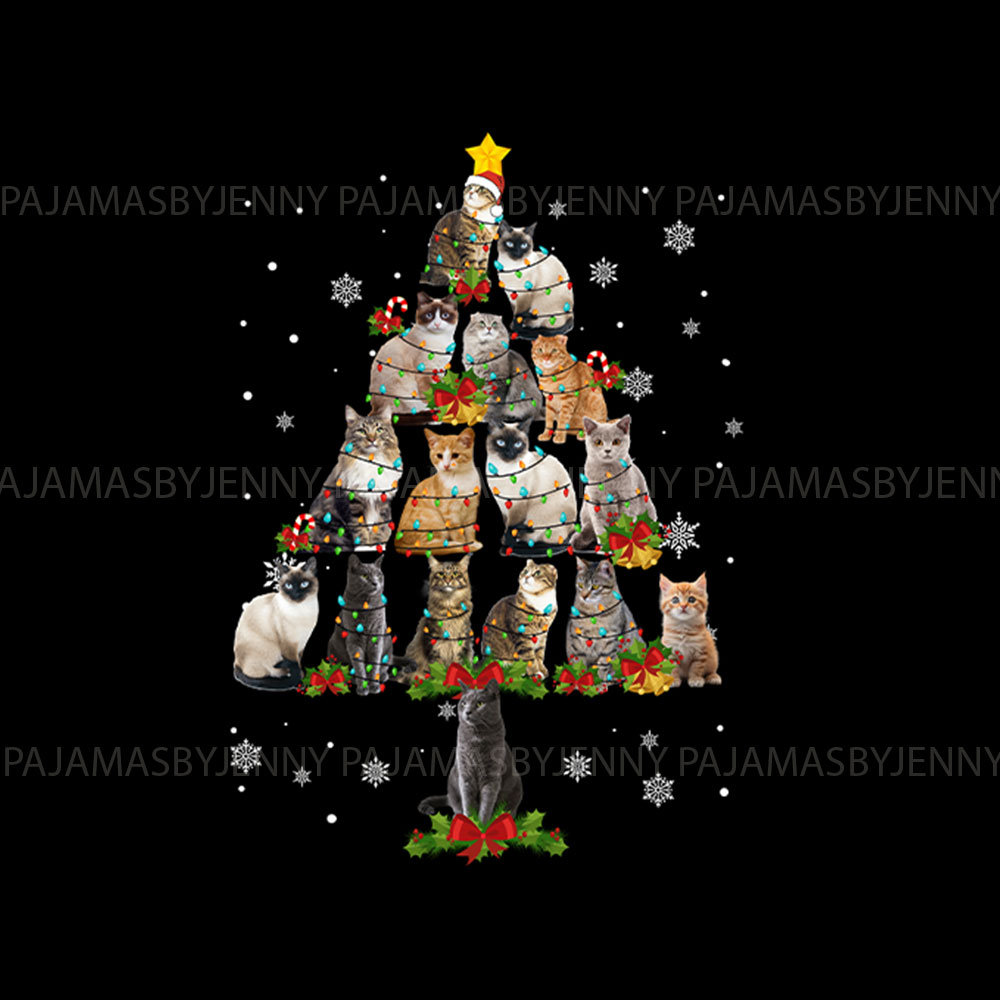 Festive Cat Print Christmas Pajamas For Animal Lovers Festive Cat Print Christmas Pajamas For Animal Lovers