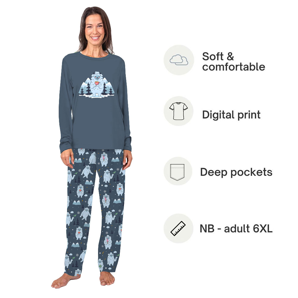 Cute Matching Yeti Family Christmas Pajamas Blue Cute Matching Yeti Family Christmas Pajamas Blue