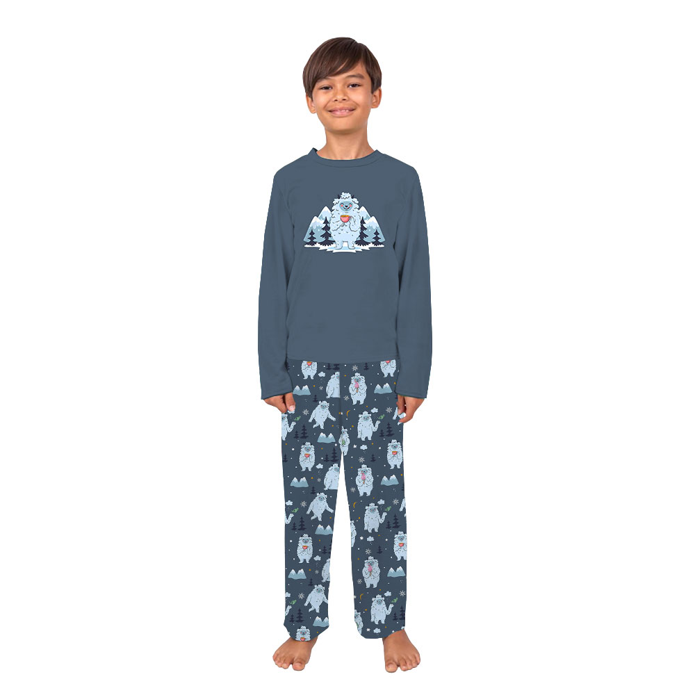 Cute Matching Yeti Family Christmas Pajamas Blue Cute Matching Yeti Family Christmas Pajamas Blue