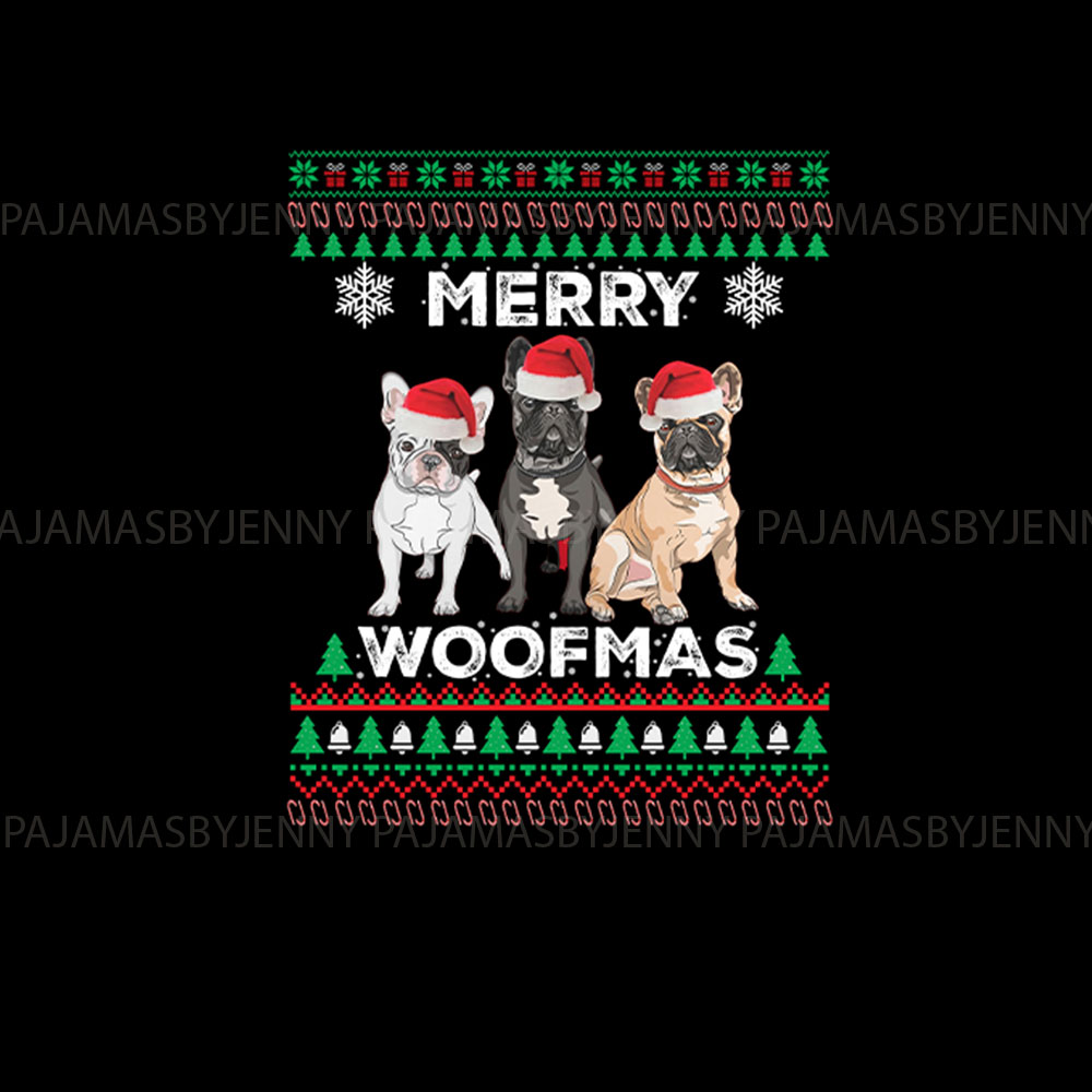 Merry Woofmas Family Christmas Pajamas With Dog Print Merry Woofmas Family Christmas Pajamas With Dog Print