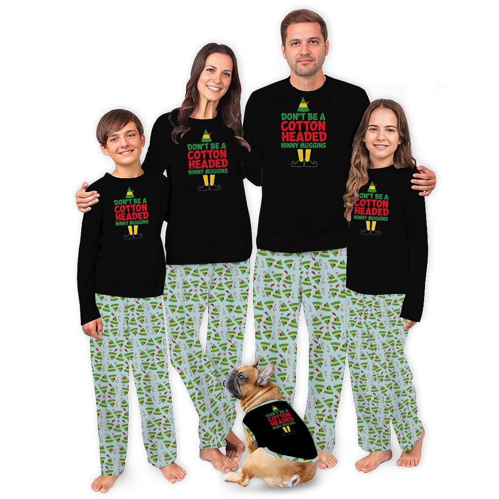 Customizable Funny Matching Elf Themed Christmas Pajamas Customizable Funny Matching Elf Themed Christmas Pajamas
