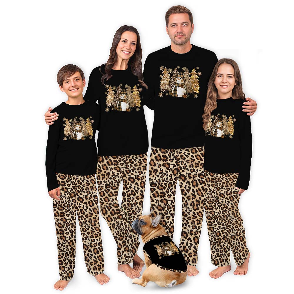 Matching Family Leopard Print Christmas Pajamas Matching Family Leopard Print Christmas Pajamas
