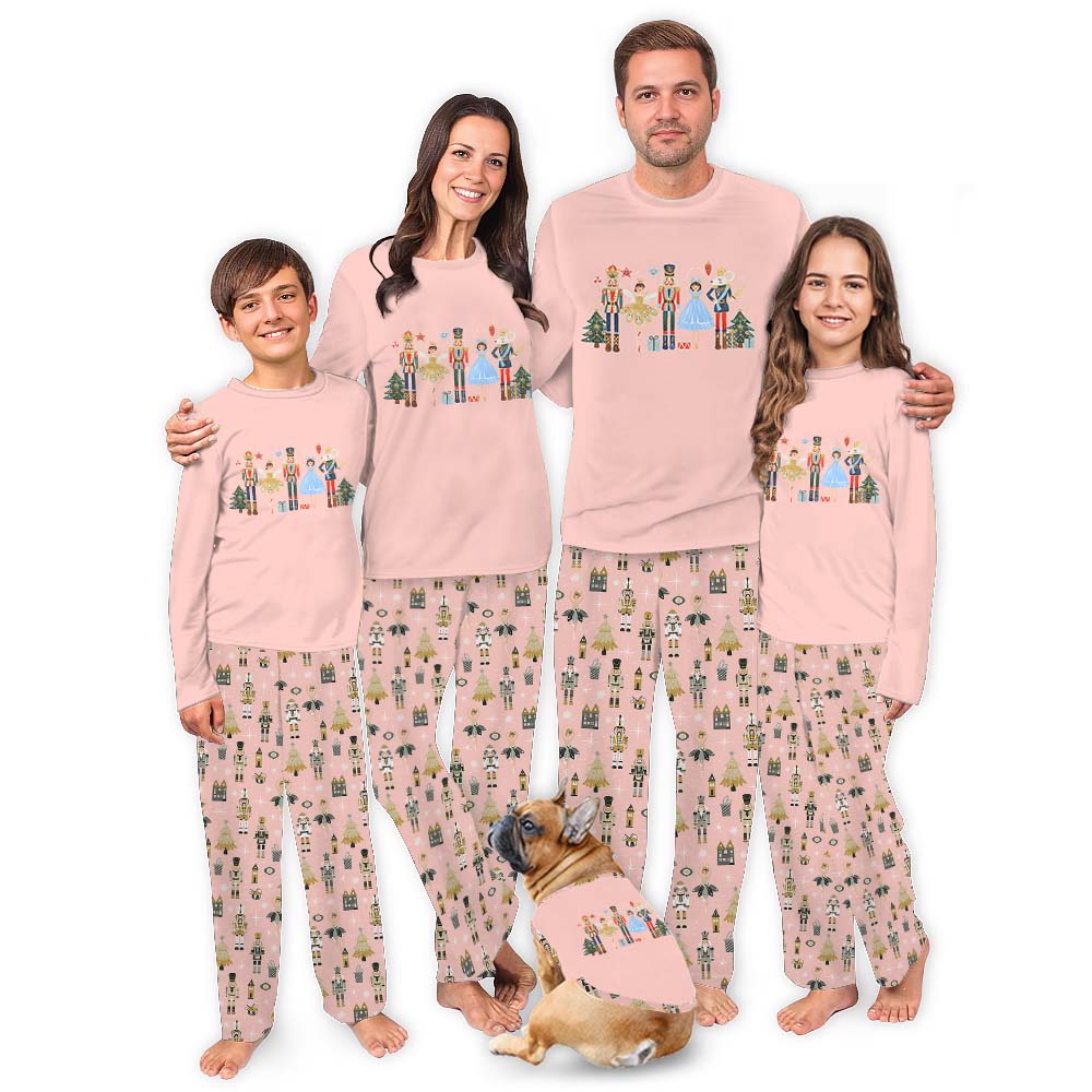 Cute Nutcracker Family Dog And Owner Matching Christmas Pajamas Pink Cute Nutcracker Family Dog And Owner Matching Christmas Pajamas Pink
