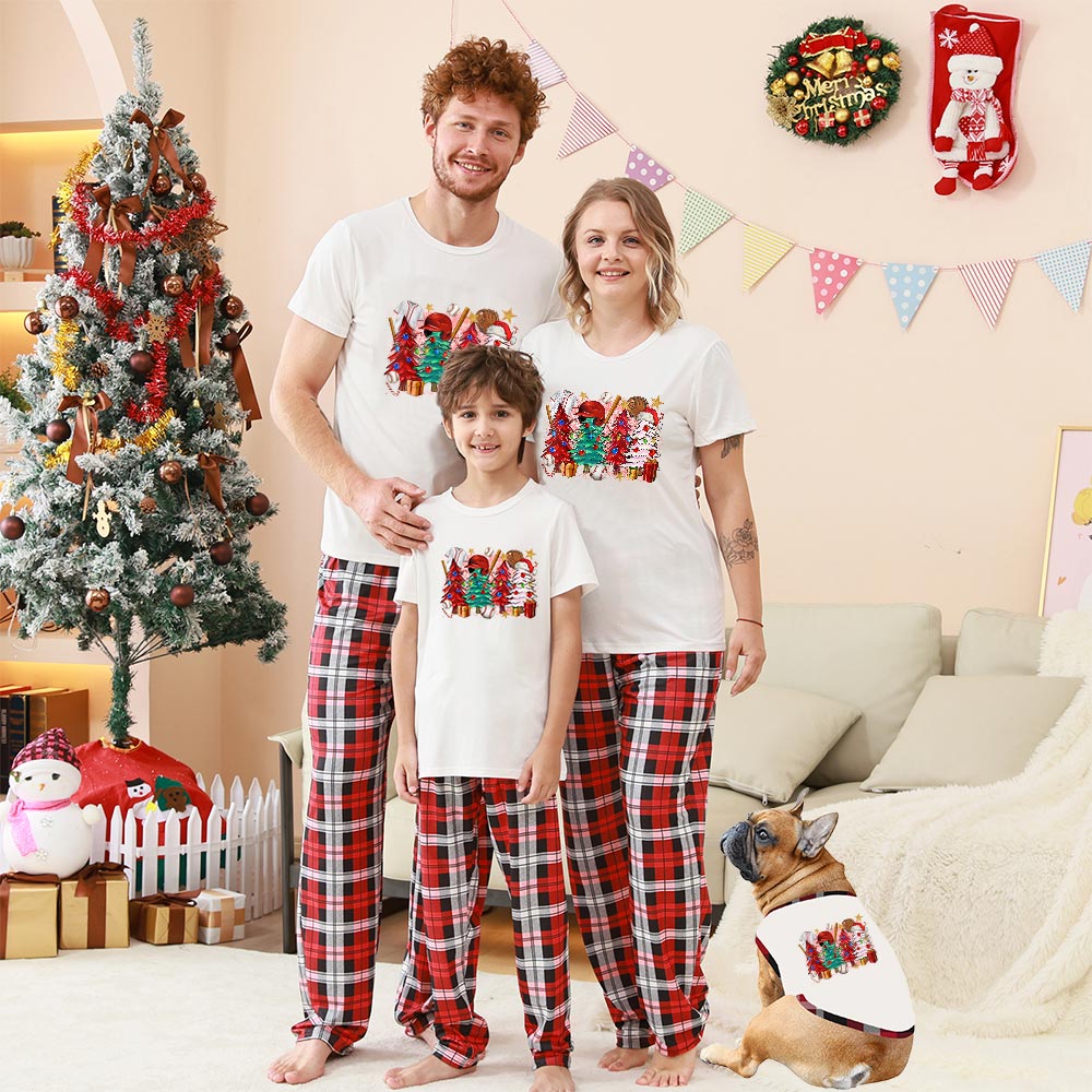 Festive Baseball Jammies Matching Short Sleeves For Christmas