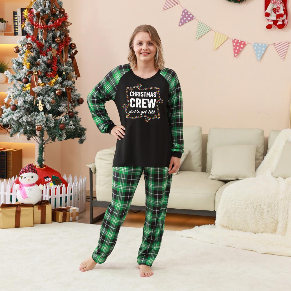Christmas Crew Let's Get Lit Family Matching Pajamas With Dog Christmas Crew Let's Get Lit Family Matching Pajamas With Dog