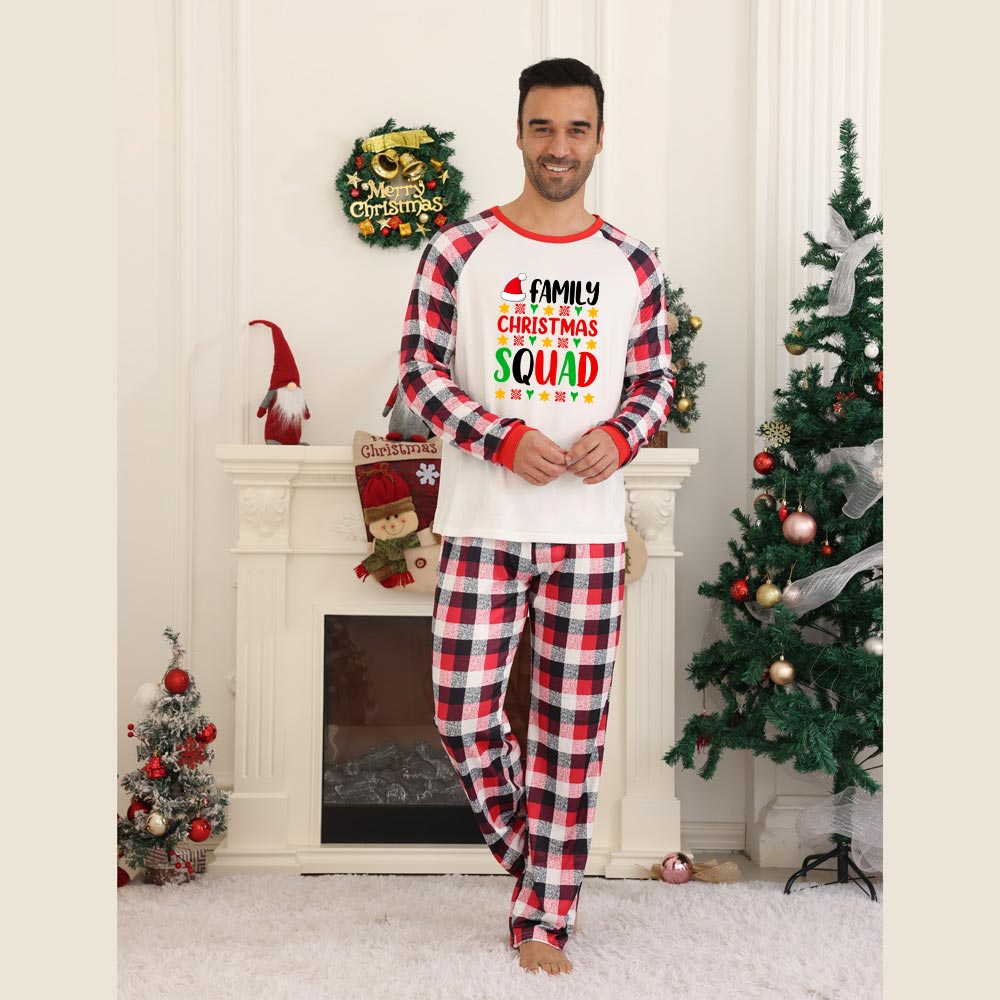 Family Christmas Squad With Santa Hat Matching Holiday Pajamas Family Christmas Squad With Santa Hat Matching Holiday Pajamas
