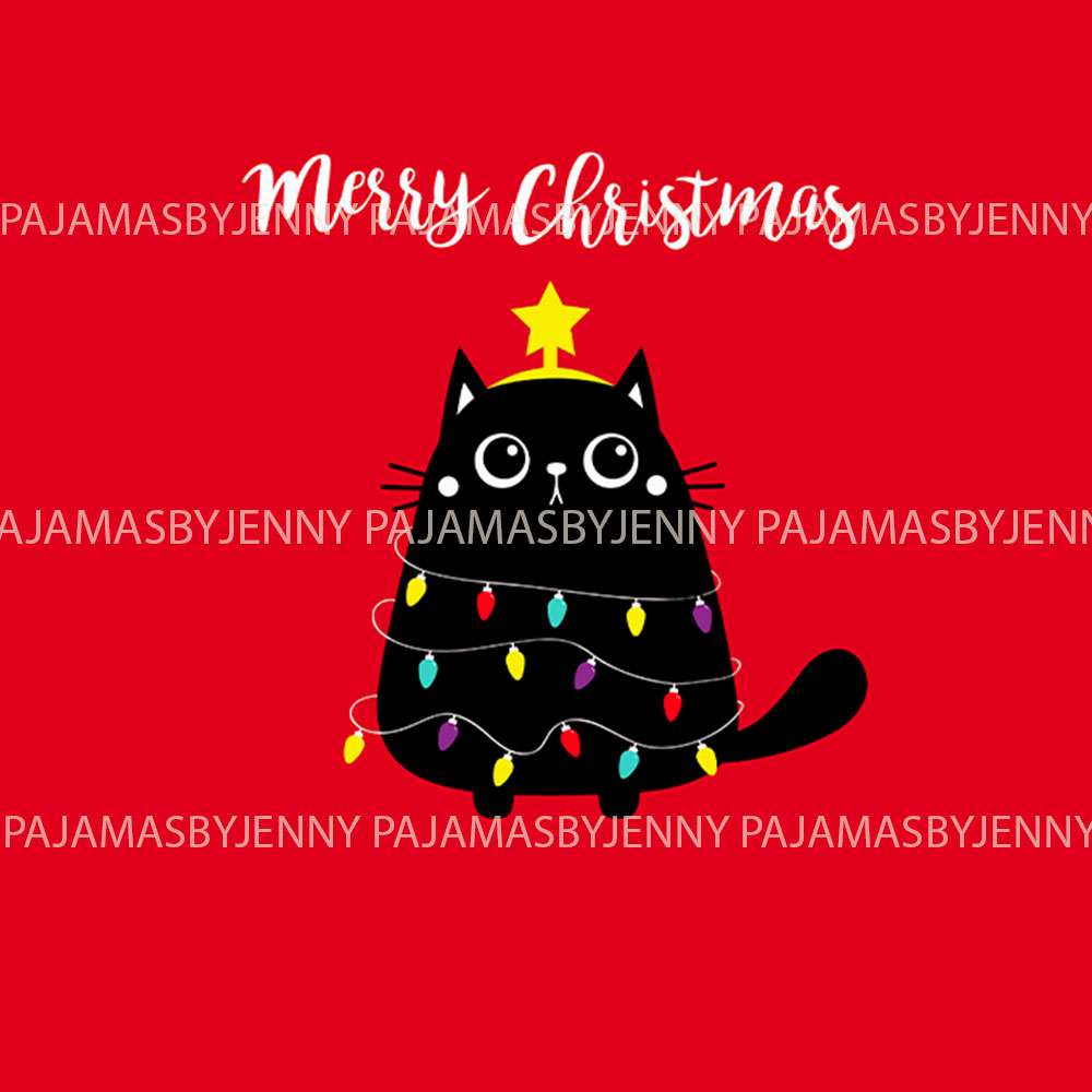 Festive Matching Black Cat Christmas Pajamas Sets Festive Matching Black Cat Christmas Pajamas Sets