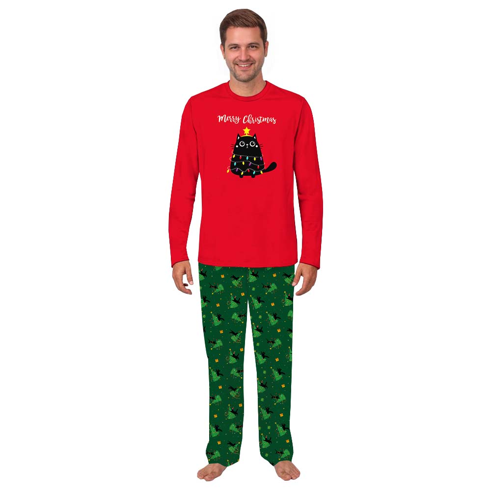 Festive Matching Black Cat Christmas Pajamas Sets Festive Matching Black Cat Christmas Pajamas Sets