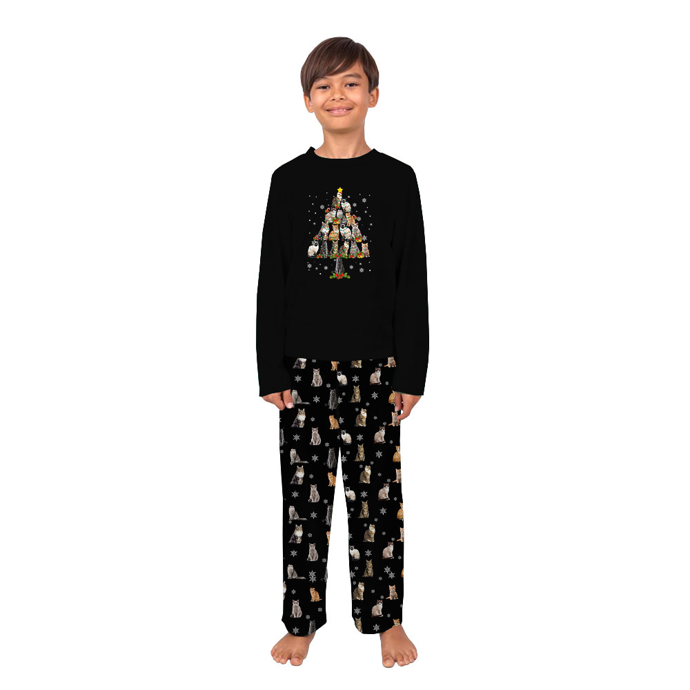 Cute Cat Print Christmas Pajamas For Women And Men Cute Cat Print Christmas Pajamas For Women And Men