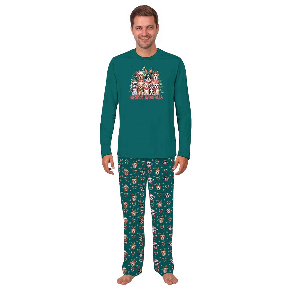 Merry Woofmas Pajamas For Dog Lovers Green Merry Woofmas Pajamas For Dog Lovers Green