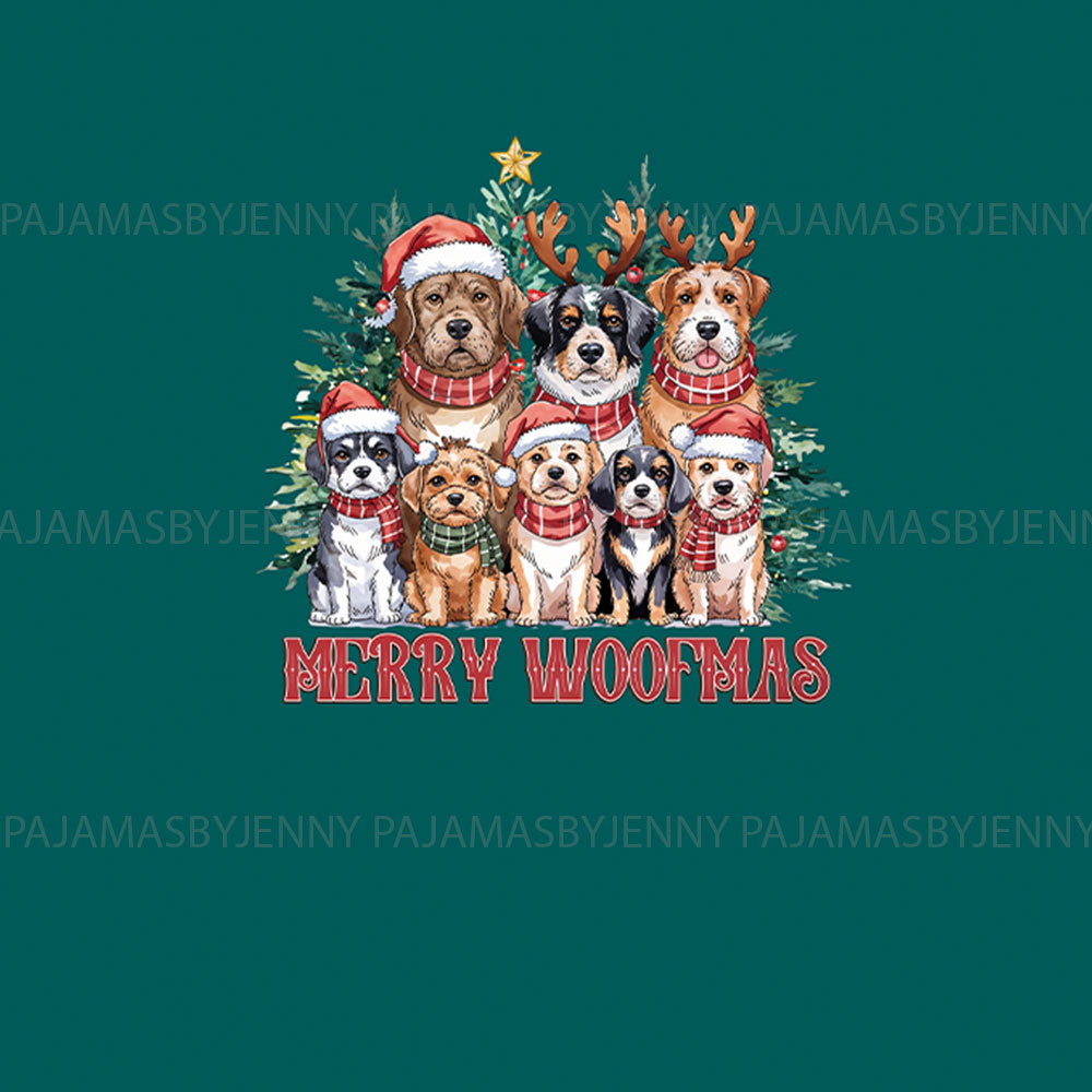 Merry Woofmas Pajamas For Dog Lovers Green Merry Woofmas Pajamas For Dog Lovers Green
