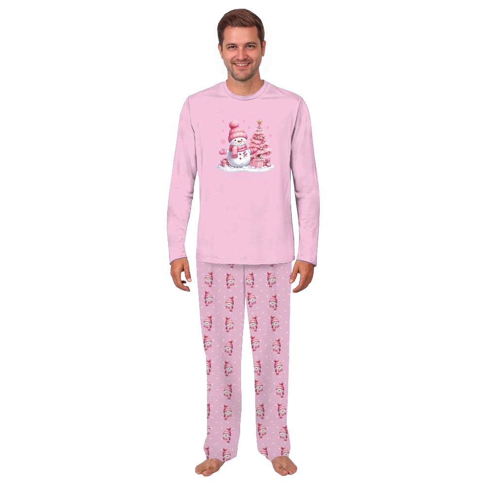 Pink Snowman Pajamas For Adults And Kids