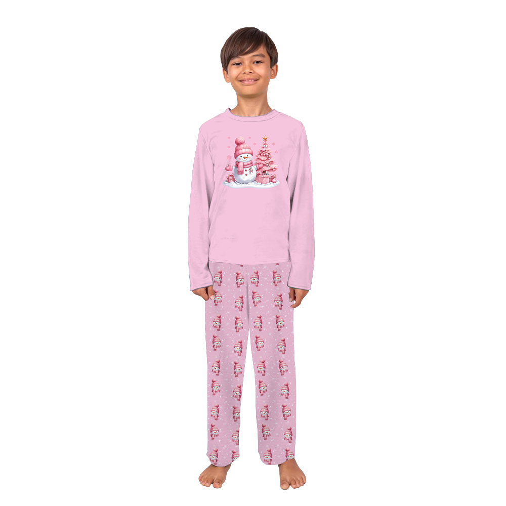 Pink Snowman Pajamas For Adults And Kids