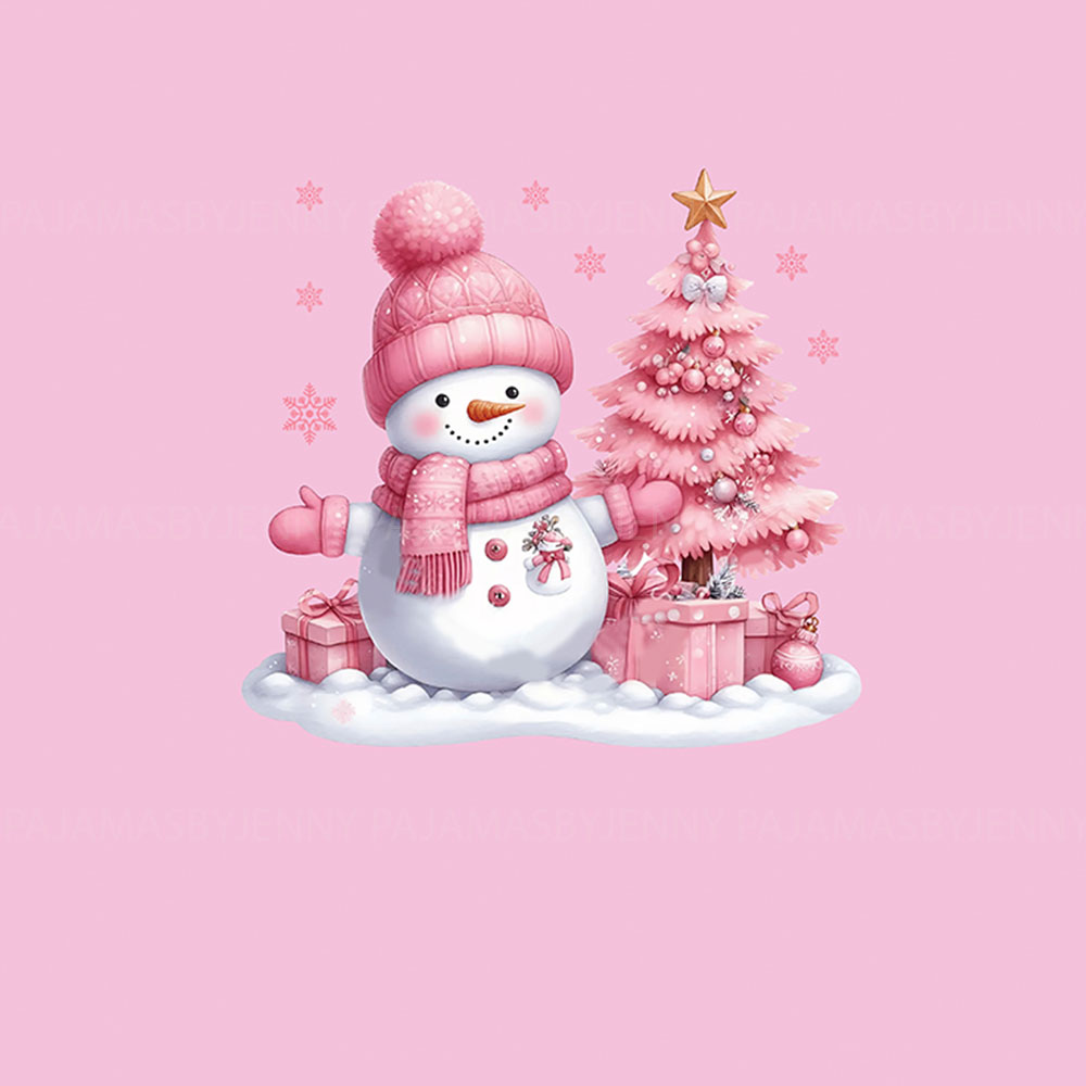 Pink Snowman Pajamas For Adults And Kids