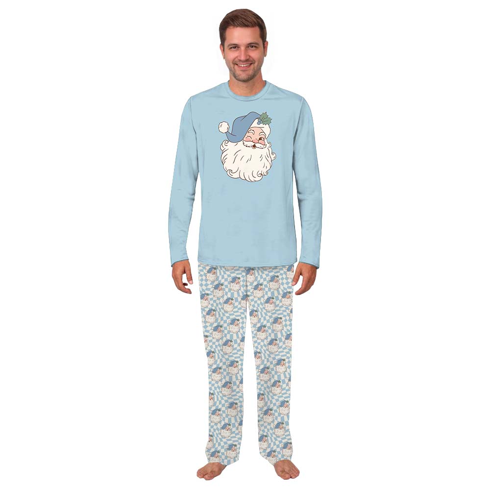 Blue Vintage Santa Claus Christmas Pajamas Sets Blue Vintage Santa Claus Christmas Pajamas Sets