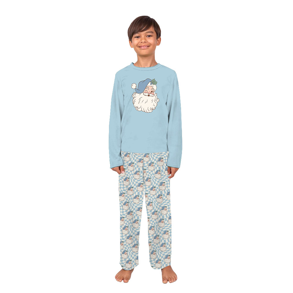 Blue Vintage Santa Claus Christmas Pajamas Sets Blue Vintage Santa Claus Christmas Pajamas Sets