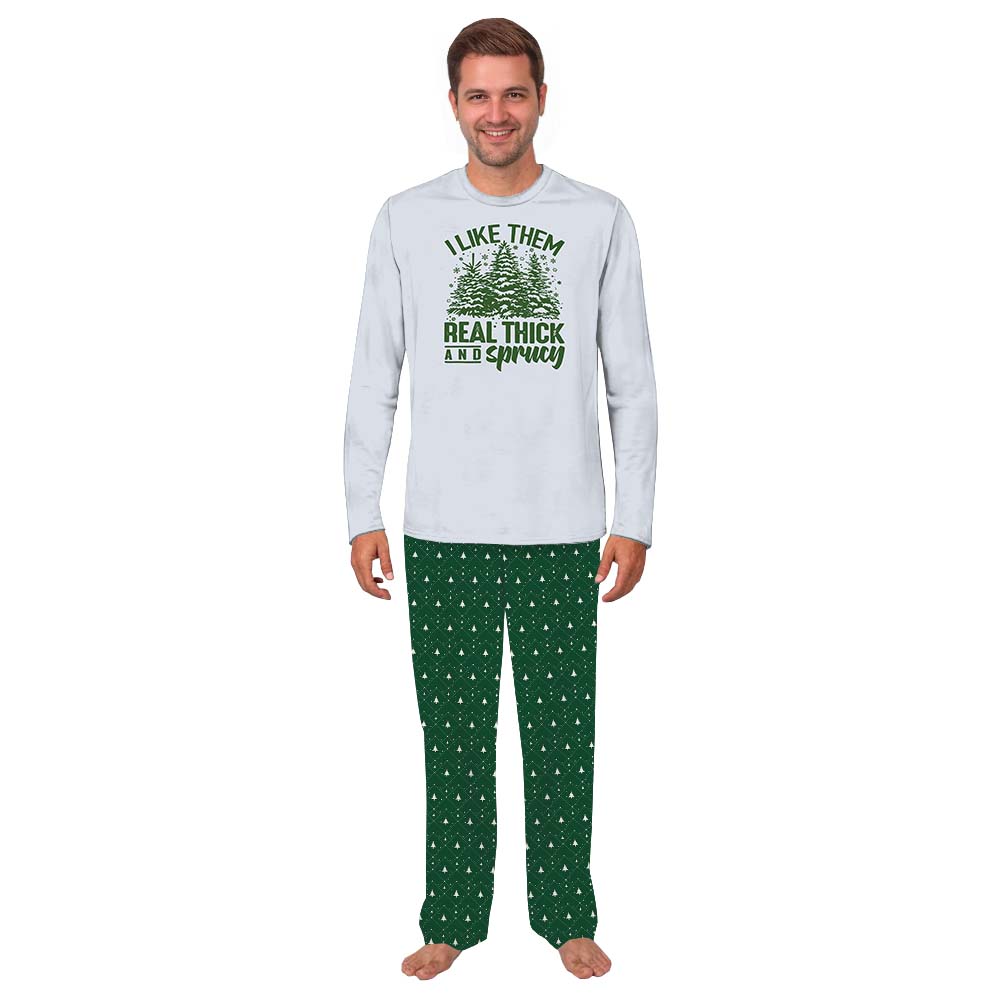 Funny Green White Christmas Tree Print Family Pajamas Funny Green White Christmas Tree Print Family Pajamas