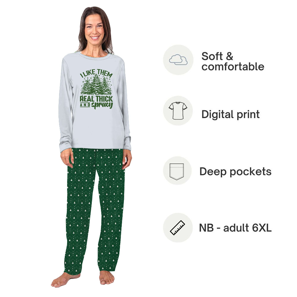 Funny Green White Christmas Tree Print Family Pajamas Funny Green White Christmas Tree Print Family Pajamas