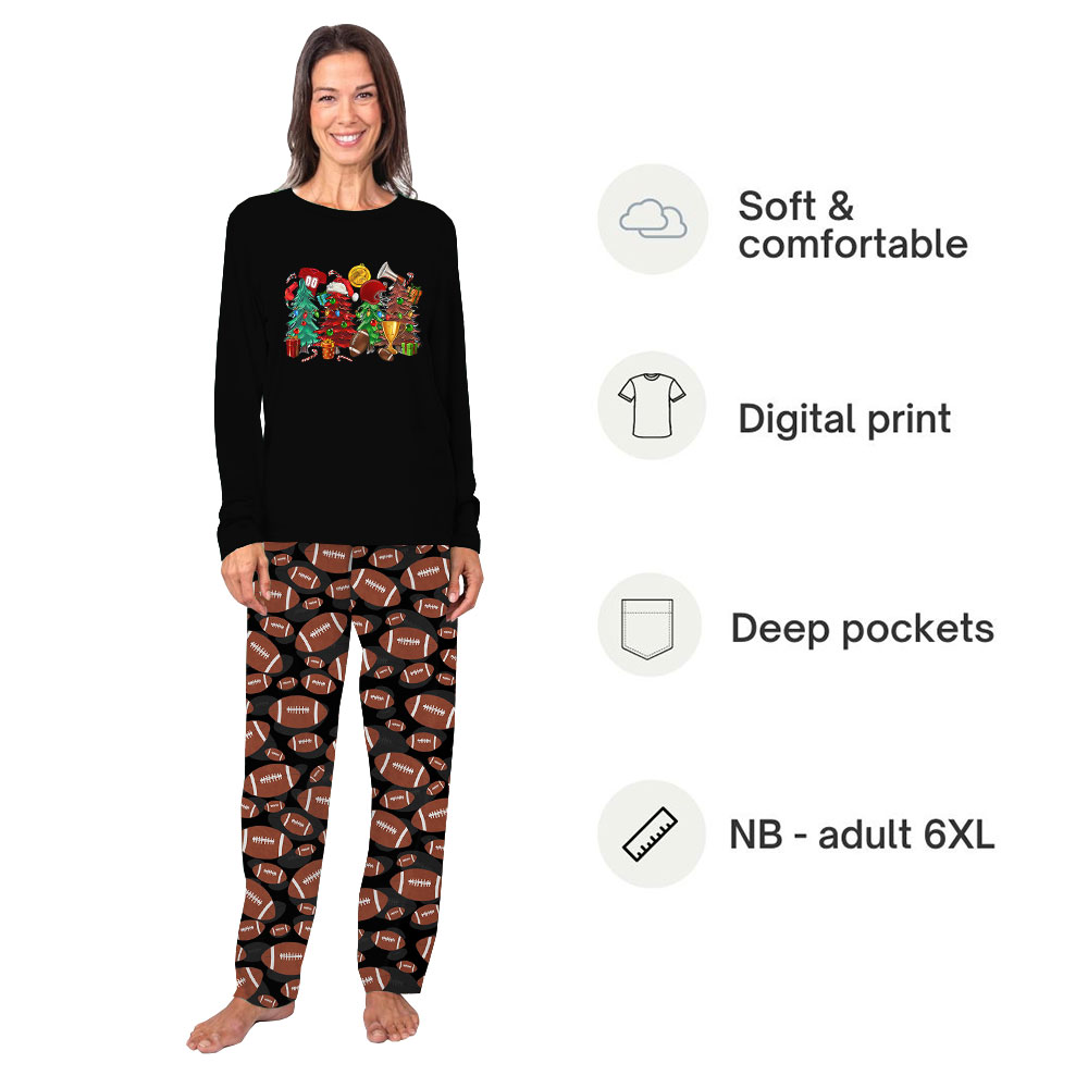 Matching Family Football PJs Sets Black Matching Family Football PJs Sets Black