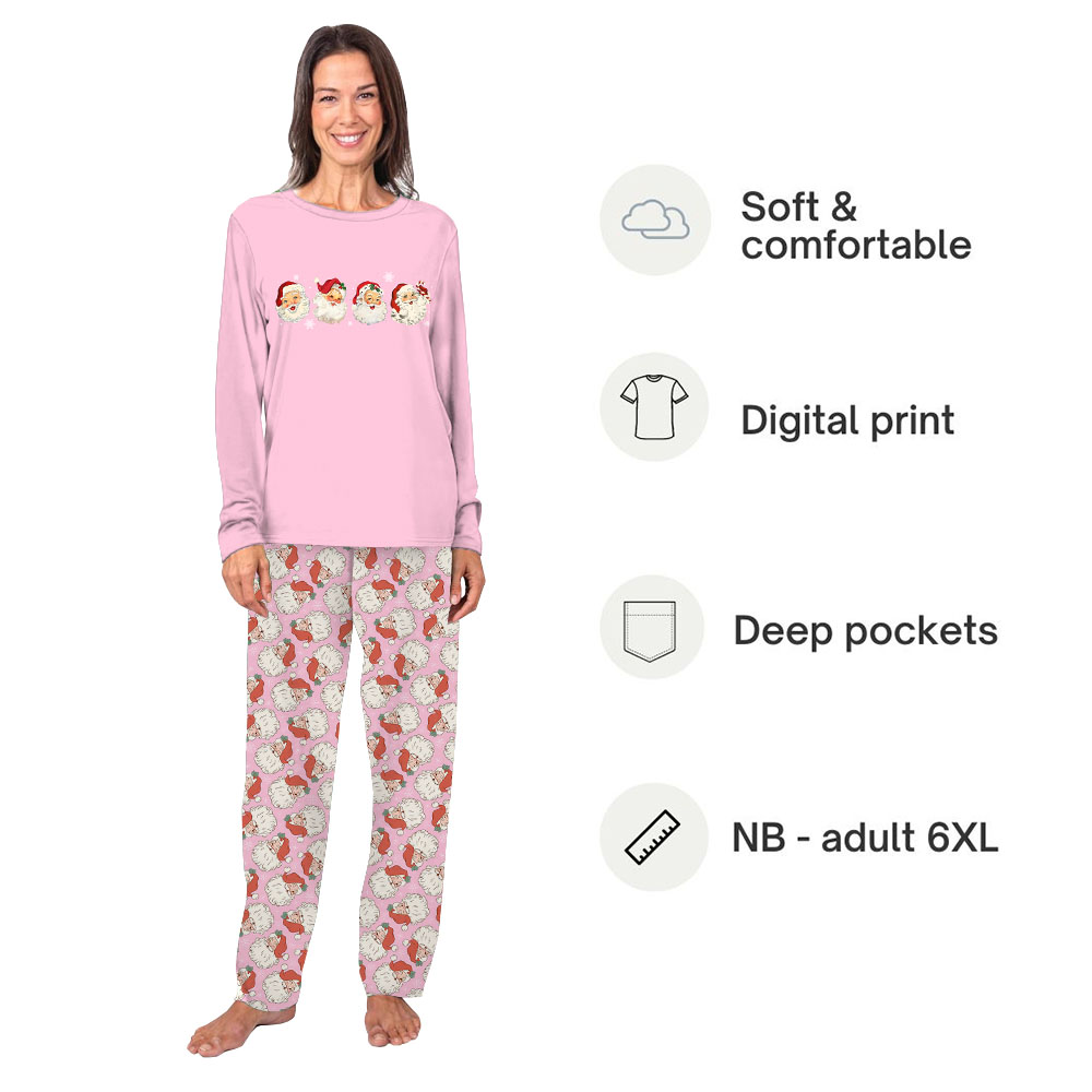 Pink Vintage Santa Pajamas For Christmas Pink Vintage Santa Pajamas For Christmas