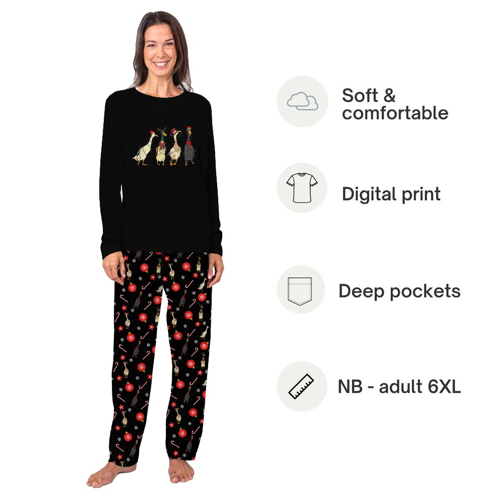 Matching Family Pajamas Black Christmas Duck Matching Family Pajamas Black Christmas Duck