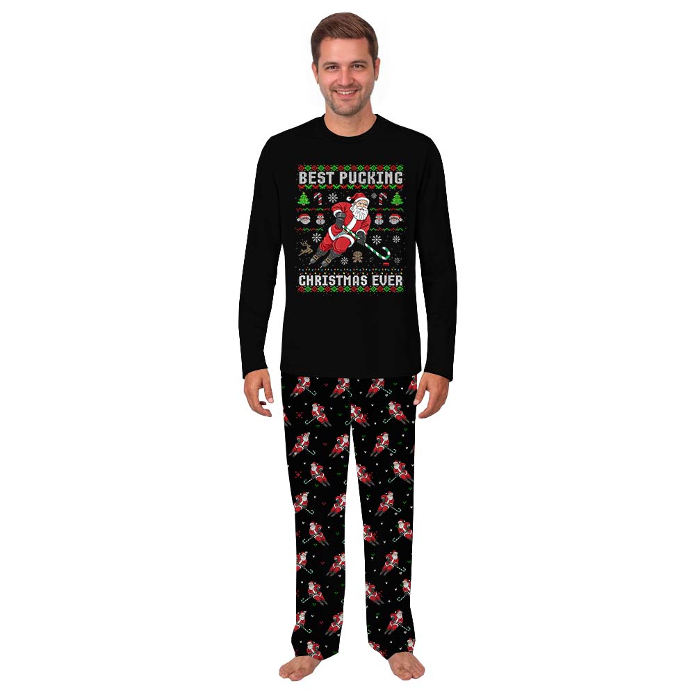 Hockey Santa Matching Christmas Pajamas Sets
