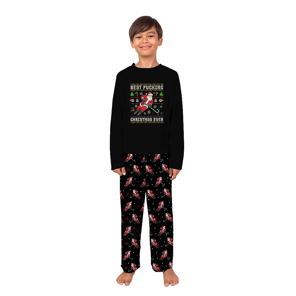 Hockey Santa Matching Christmas Pajamas Sets