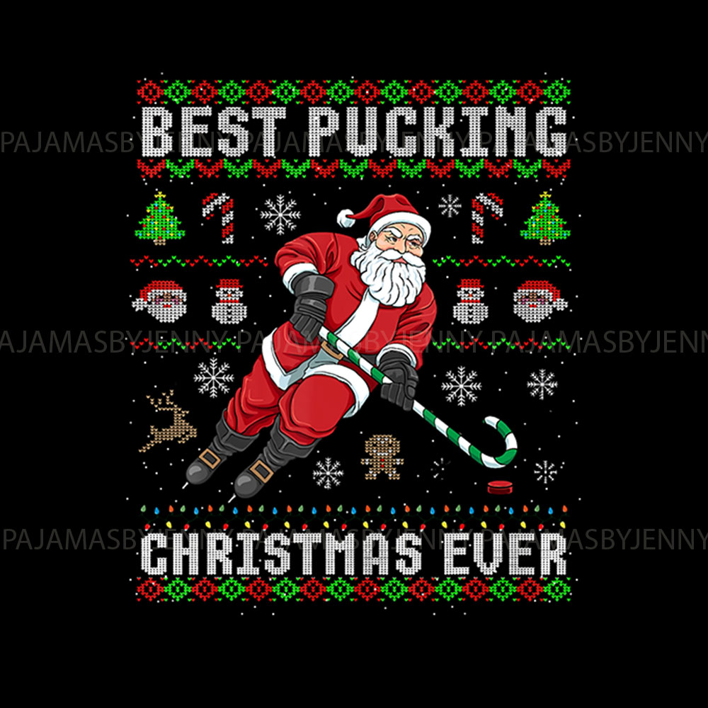 Hockey Santa Matching Christmas Pajamas Sets