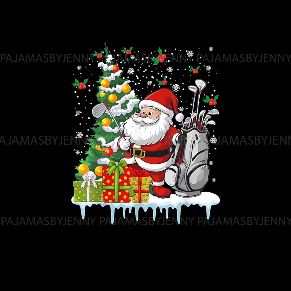 Christmas Golf Santa Matching Dog And Owner Holiday Pajamas Christmas Golf Santa Matching Dog And Owner Holiday Pajamas