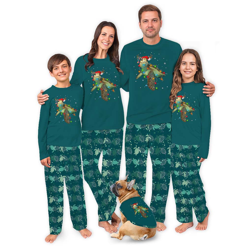 Festive Christmas Sea Turtle Pajamas For Adults And Kids Festive Christmas Sea Turtle Pajamas For Adults And Kids