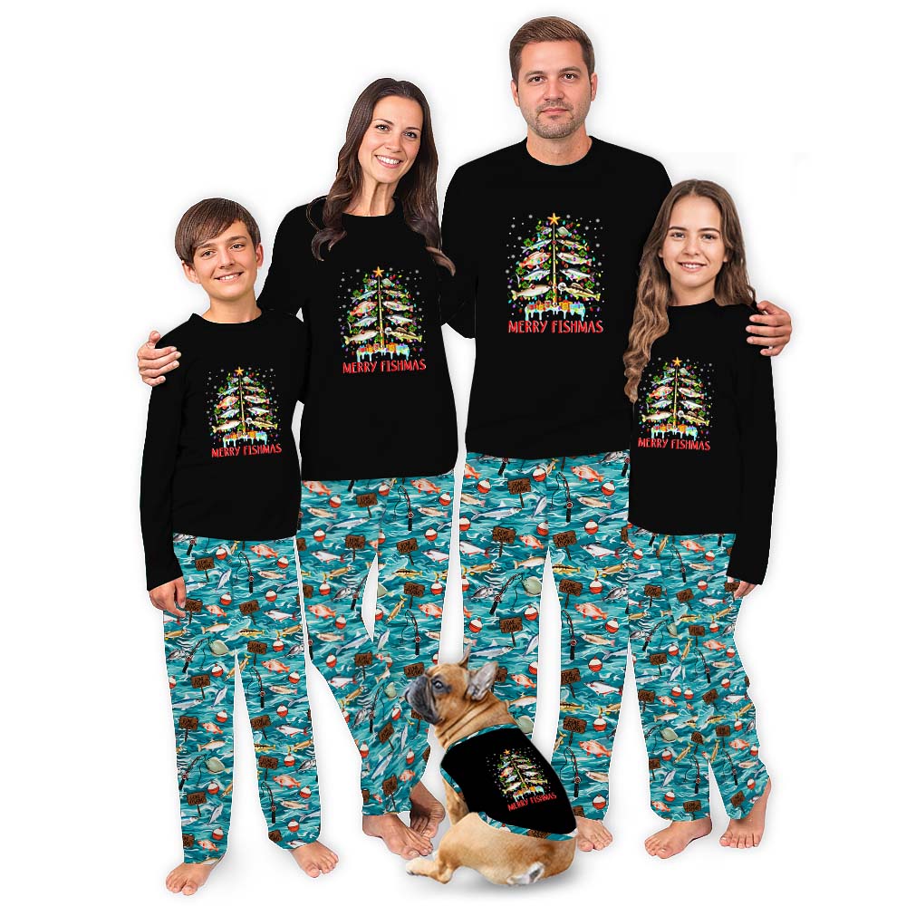 Festive Christmas Pajamas With Fish On Them Festive Christmas Pajamas With Fish On Them