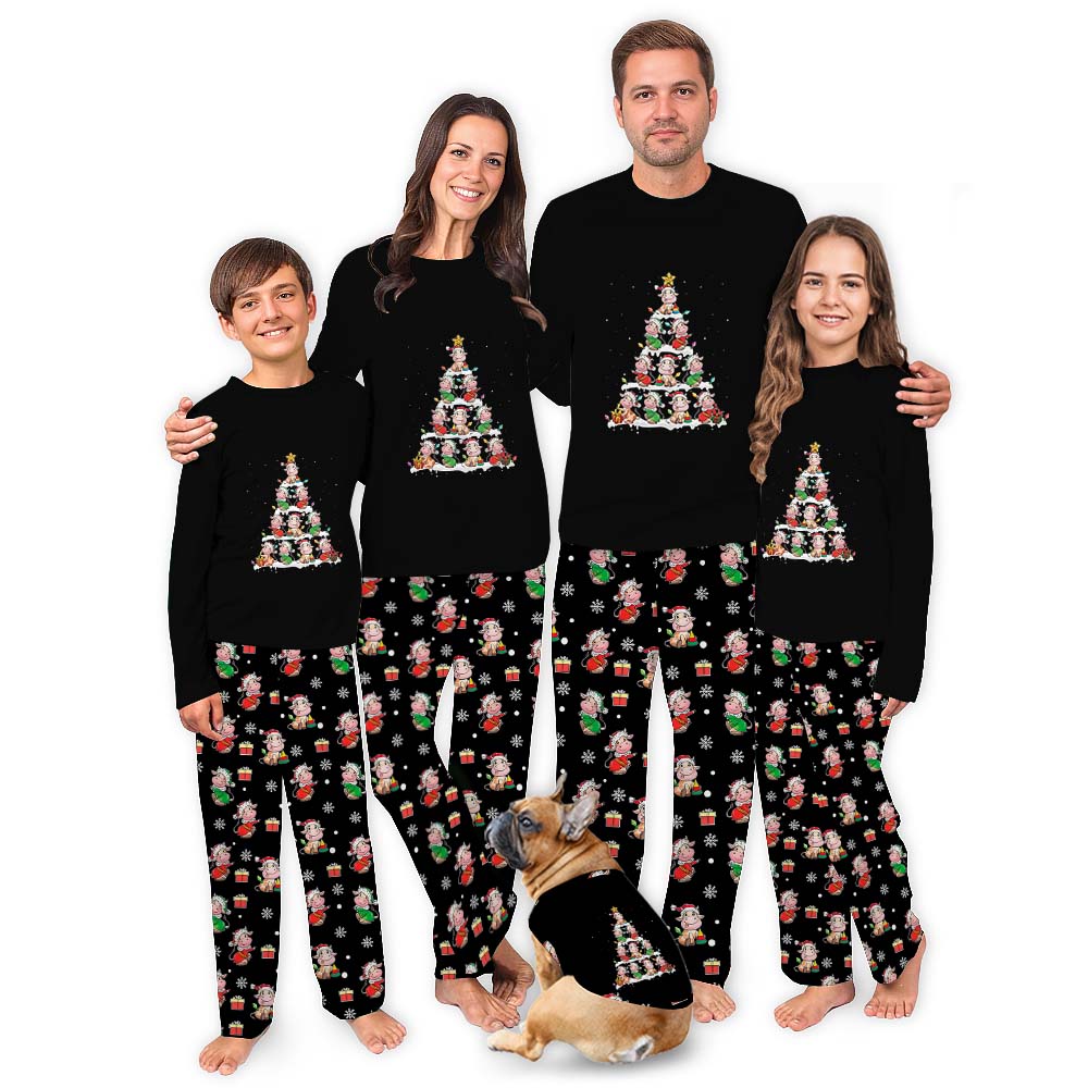 Cute Matching Christmas Pajamas With Cows On Them