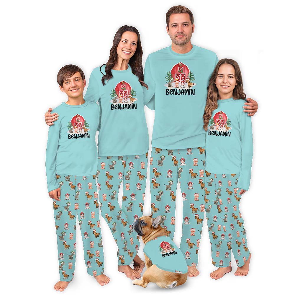 Custom Name Farm Animal Pajamas For Adults And Kids Custom Name Farm Animal Pajamas For Adults And Kids