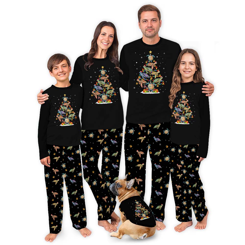 Festive Turtle Christmas Pajamas For Adults And Kids
