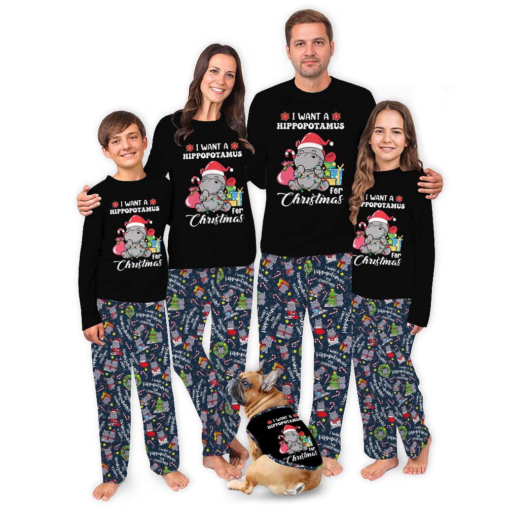 Cute I Want A Hippopotamus For Christmas Pajamas Sets Cute I Want A Hippopotamus For Christmas Pajamas Sets