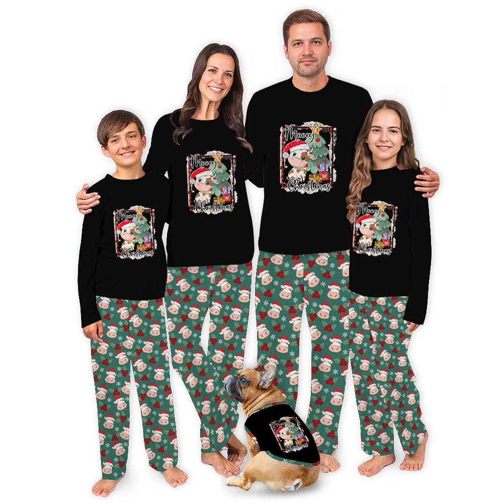 Cute Cow Print Christmas Pajamas Sets Tops And Pants