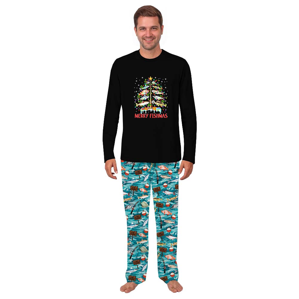 Festive Christmas Pajamas With Fish On Them Festive Christmas Pajamas With Fish On Them