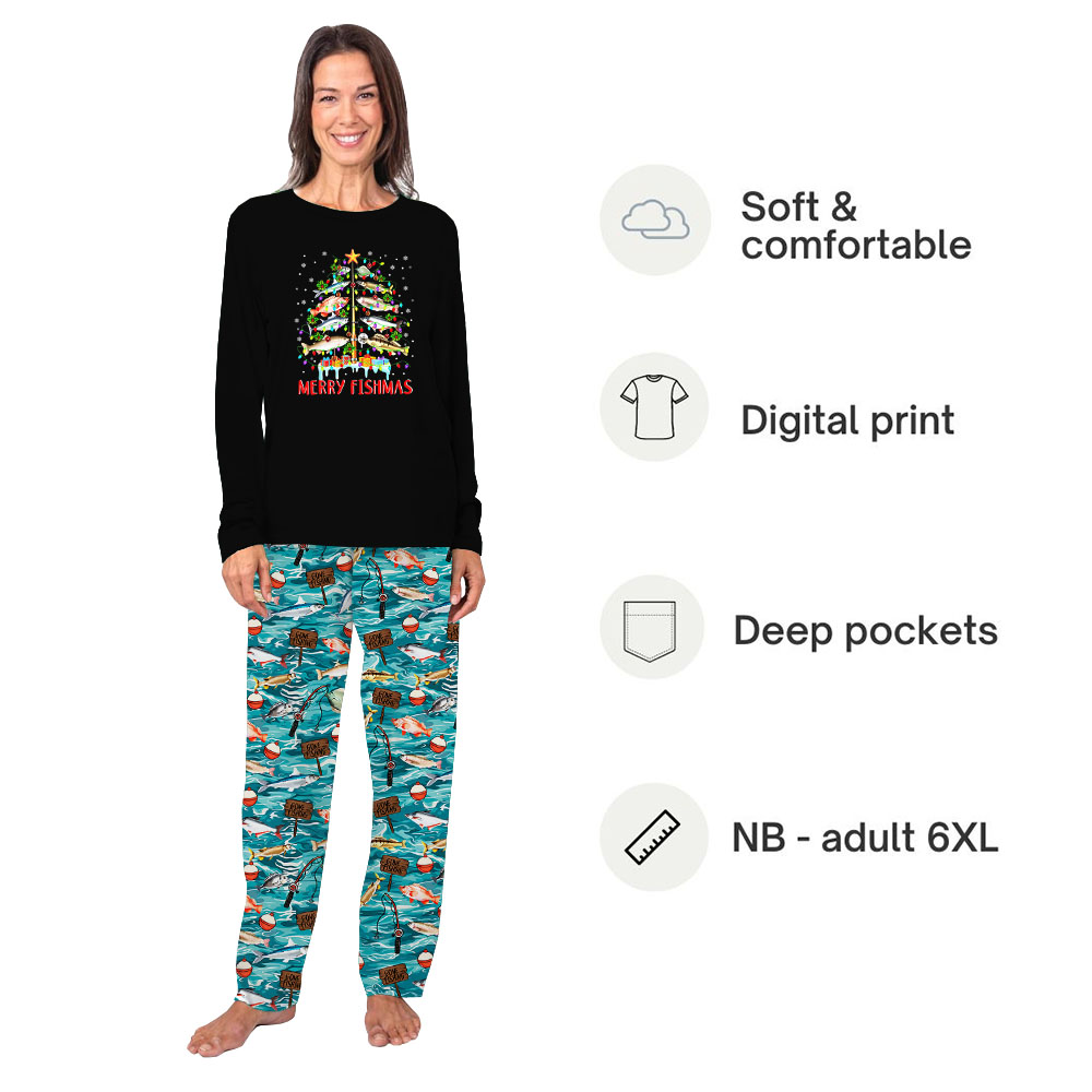 Festive Christmas Pajamas With Fish On Them Festive Christmas Pajamas With Fish On Them
